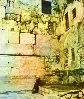 Jerusalém, Kottell, o “muro das lamentações”, postal otomano dos finais do séc. XIX